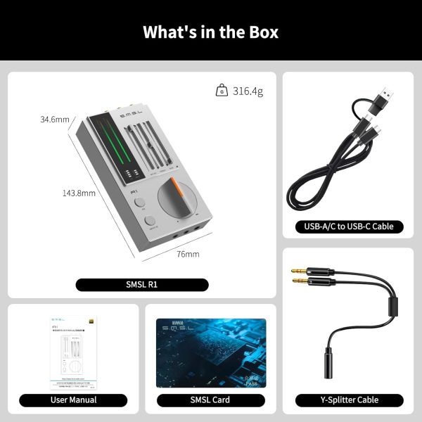 SMSL R1 Gaming DAC Amp Silver-8